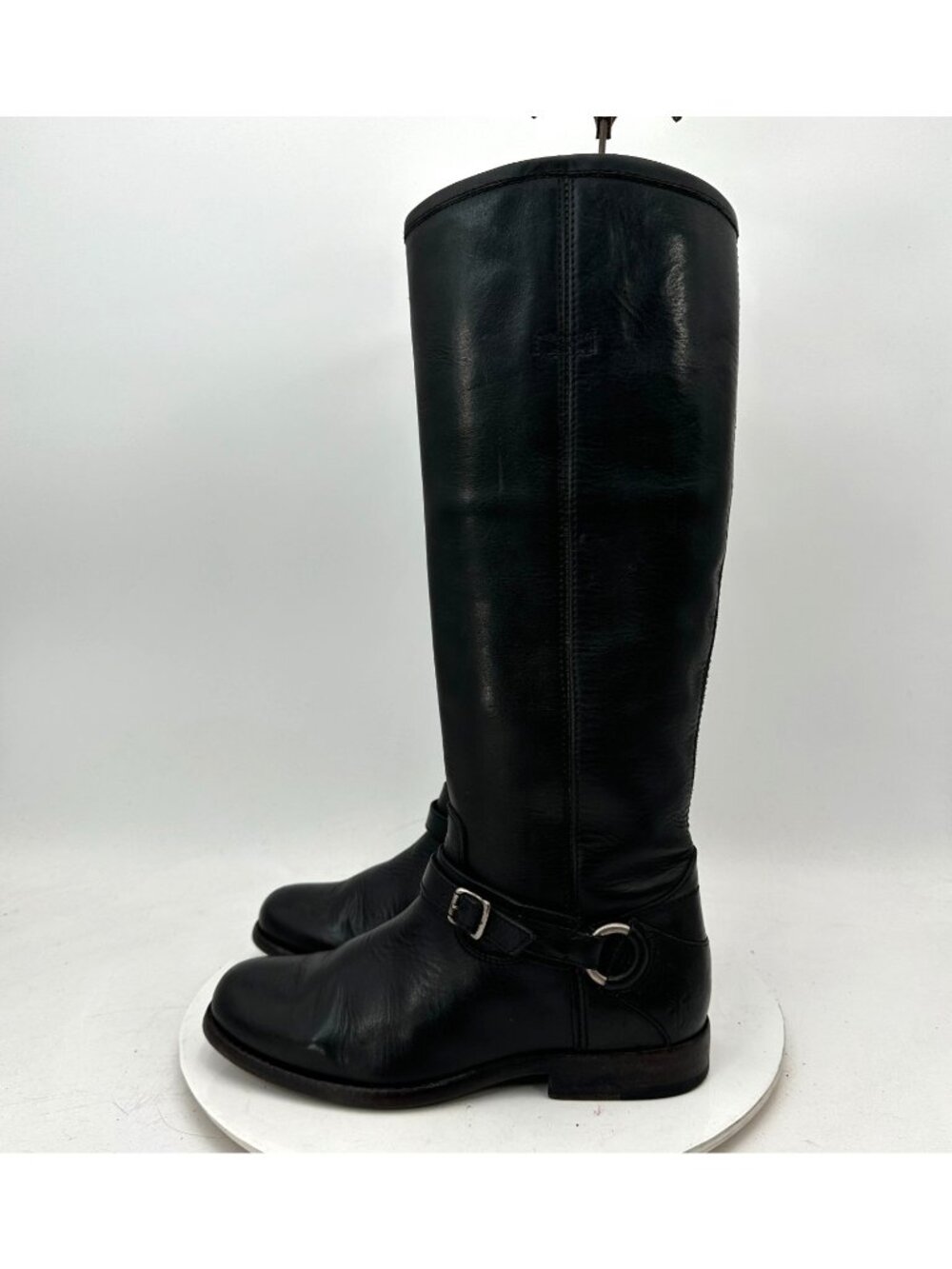 Frye Phillip Ring Women Size 6.5 B Black Riding Leather Tall Knee High Boot